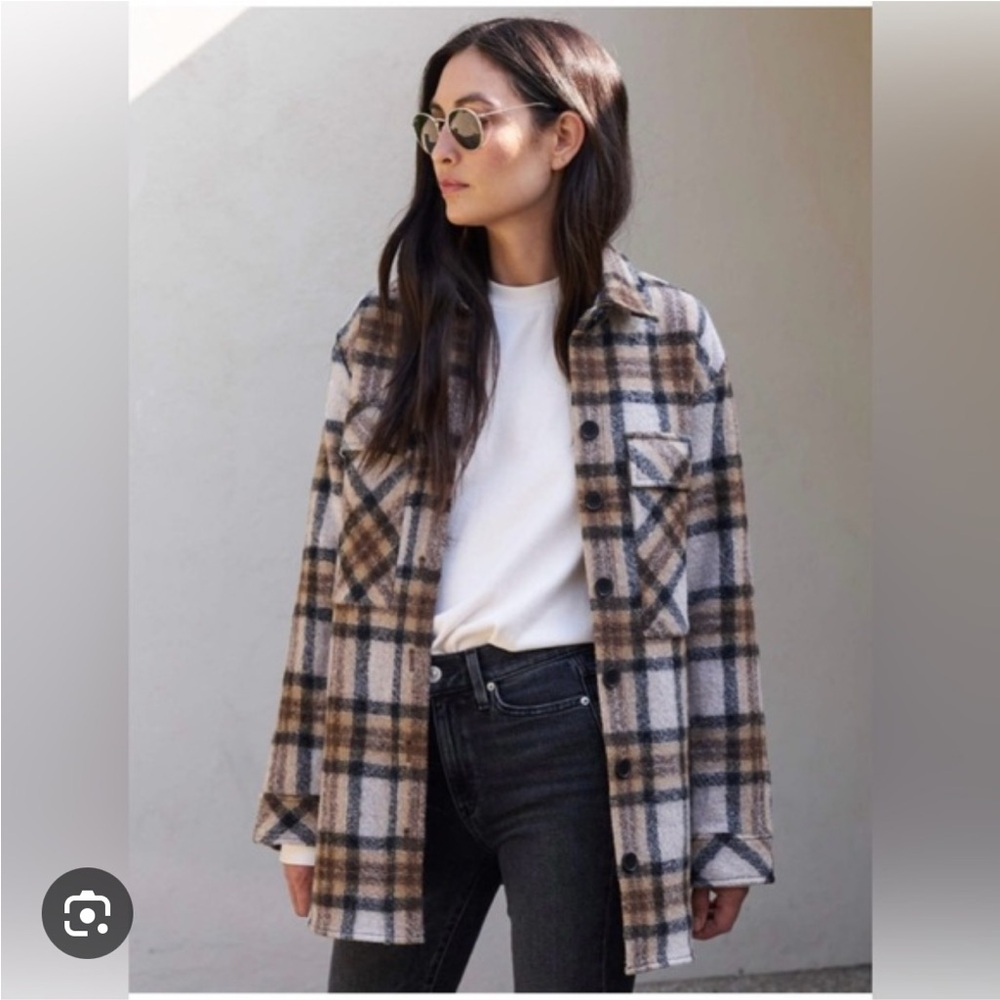 AYR Camel and Black Plaid Overshirt